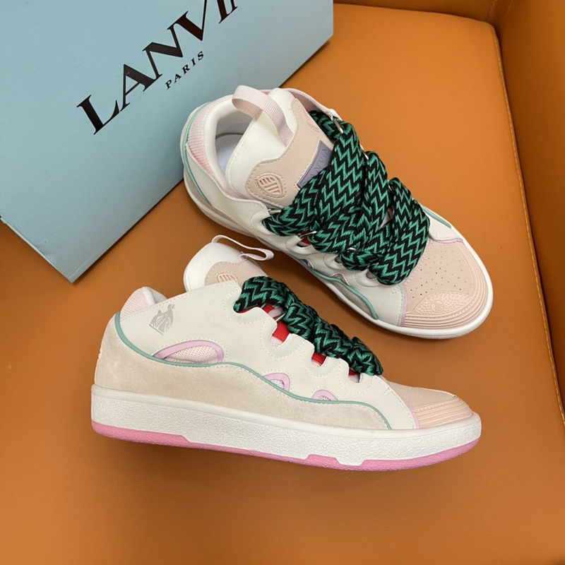 Lanvin Curb Z-Lace Sneakers Light Pink and Beige