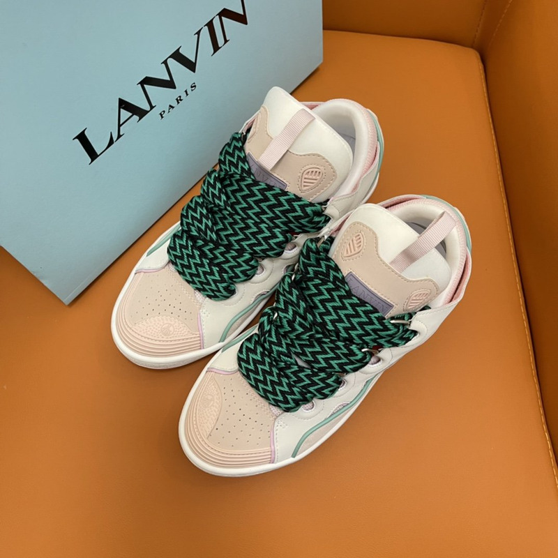 Lanvin Curb Z-Lace Sneakers Light Pink and Beige