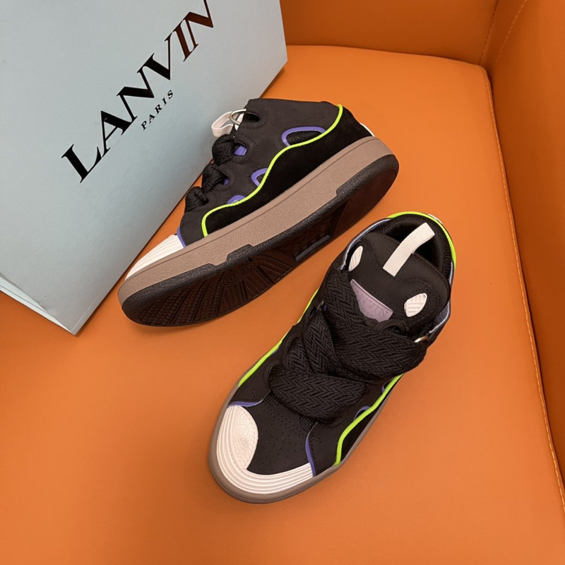 LANVIN Curb Chunky Leather Sneakers Black