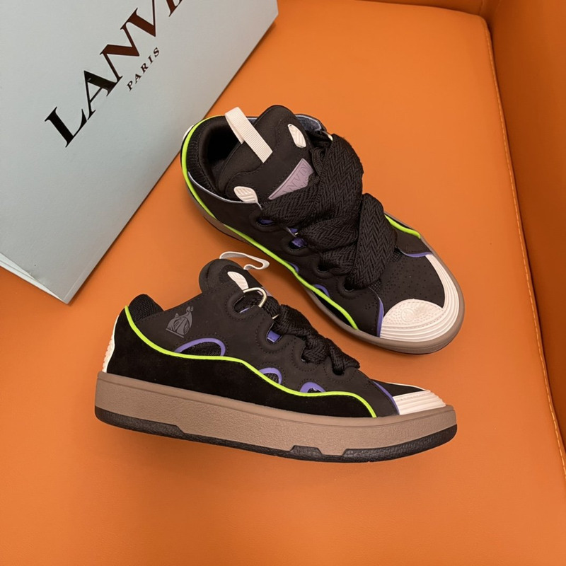 LANVIN Curb Chunky Leather Sneakers Black