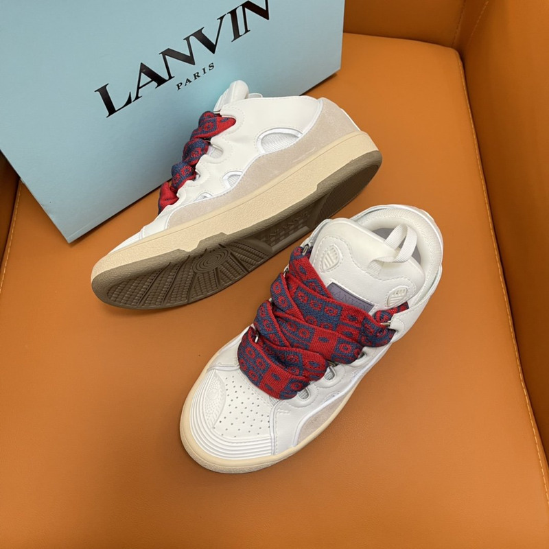 LANVIN Curb Chunky Leather Sneakers White&Beige