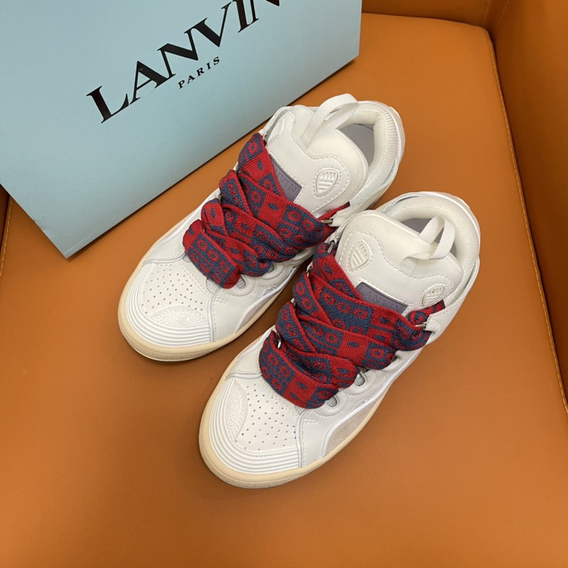 LANVIN Curb Chunky Leather Sneakers White&Beige