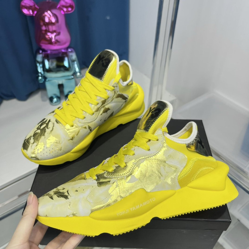 Ad*s y3 leather sports running shoes yellow