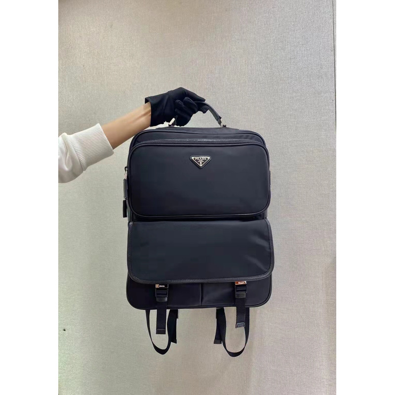 Pra*a logo-plaque trolley backpack black