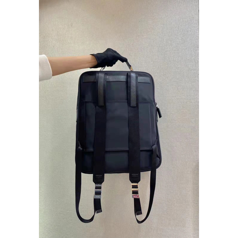 Pra*a logo-plaque trolley backpack black