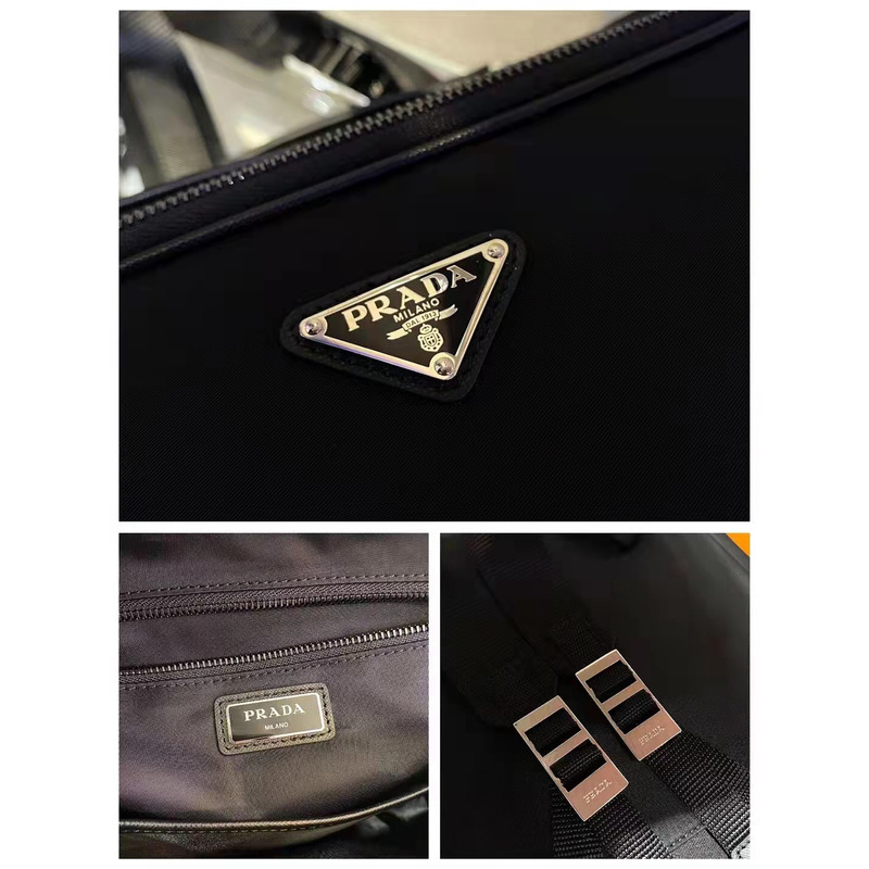 Pra*a logo-plaque trolley backpack black