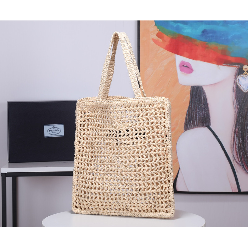 Pra*a raffia tote bag tan