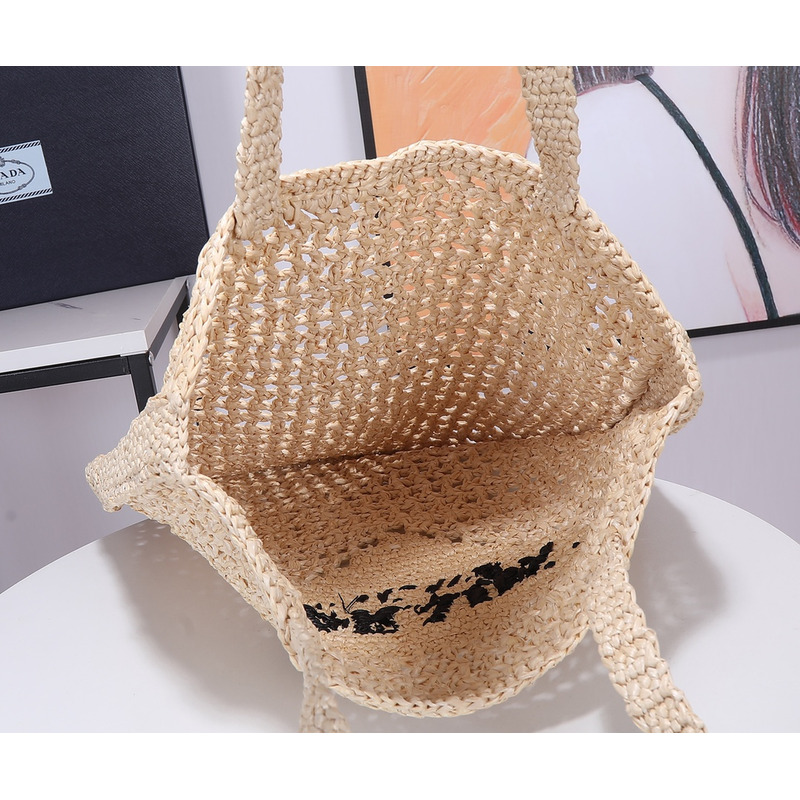 Pra*a raffia tote bag tan