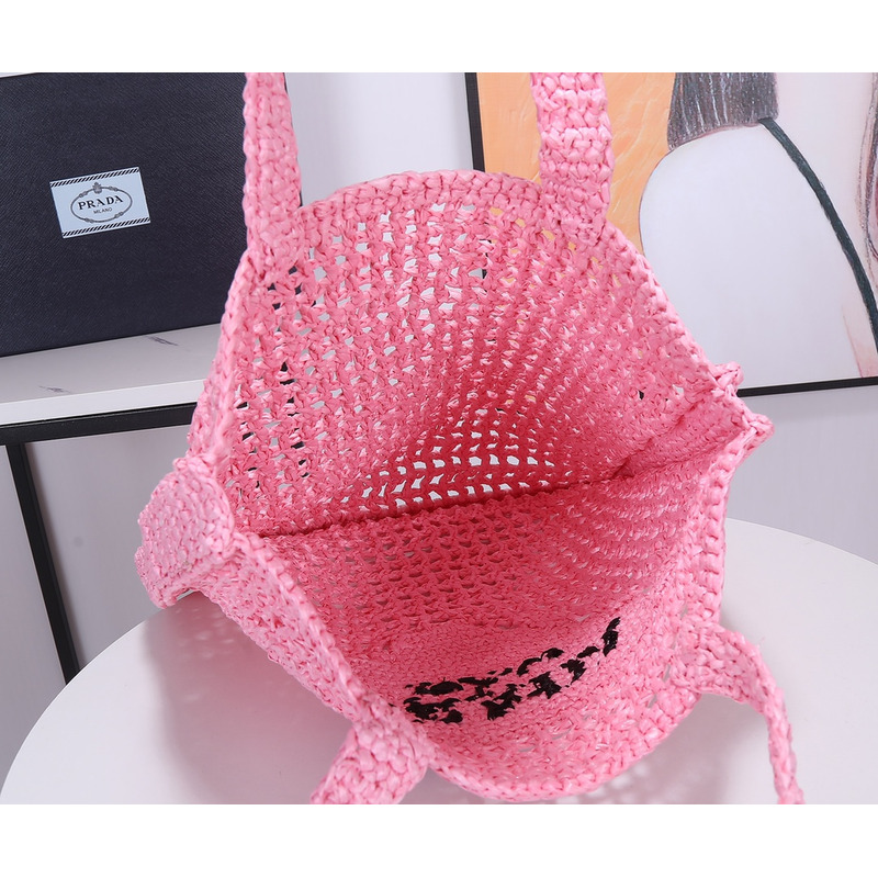 Pra*a raffia tote bag petal pink