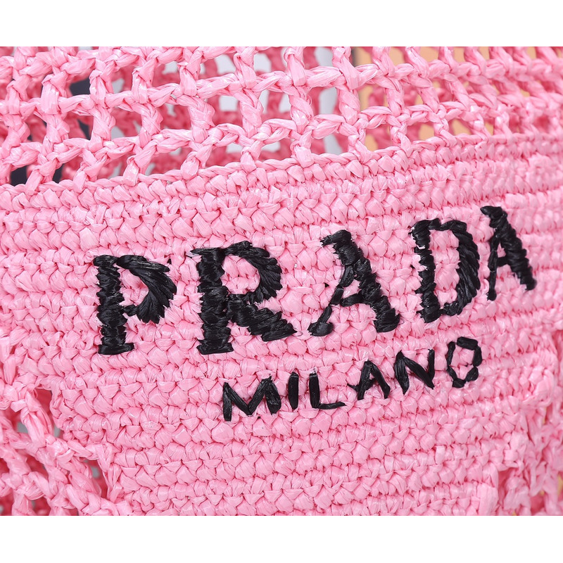 Pra*a raffia tote bag petal pink