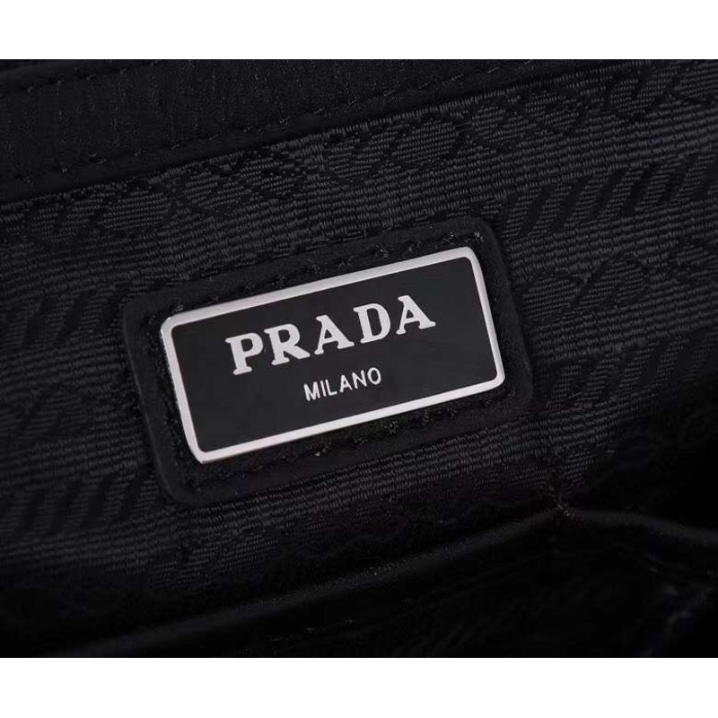 Pra*a tessuto vitello document bag black