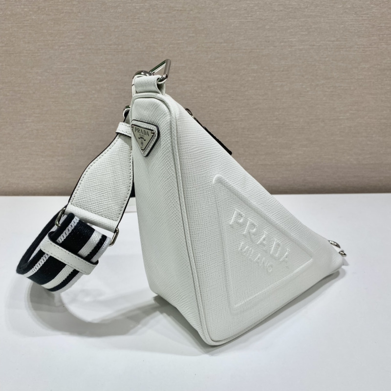 Pra*a triangle leather pouch in white