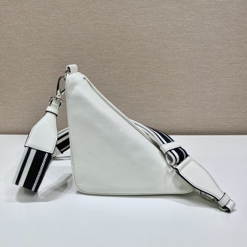 Pra*a triangle leather pouch in white