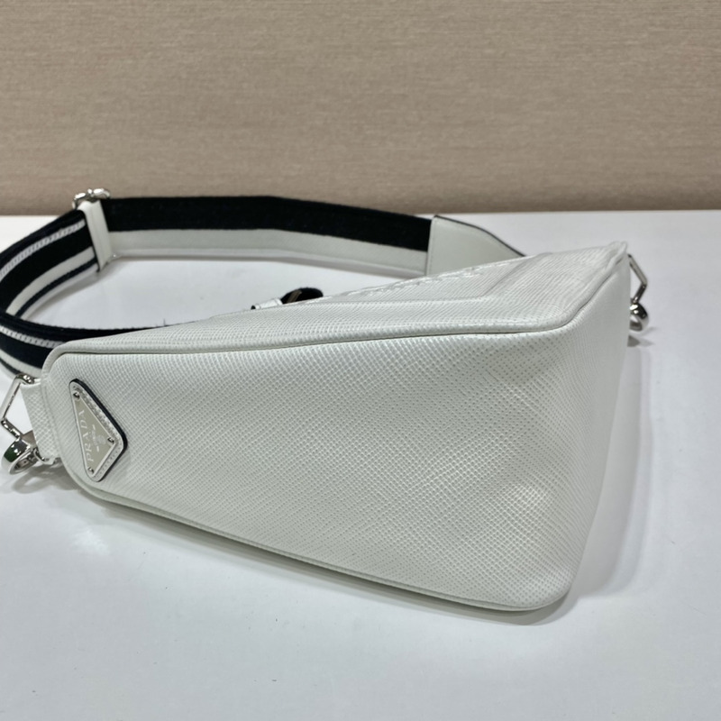 Pra*a triangle leather pouch in white