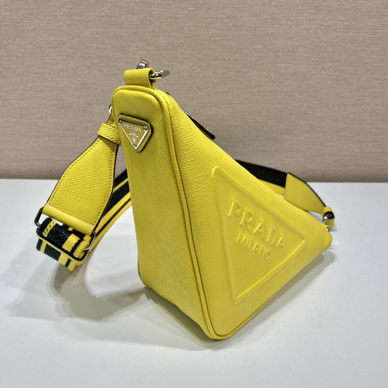 Pra*a triangle leather pouch in yellow