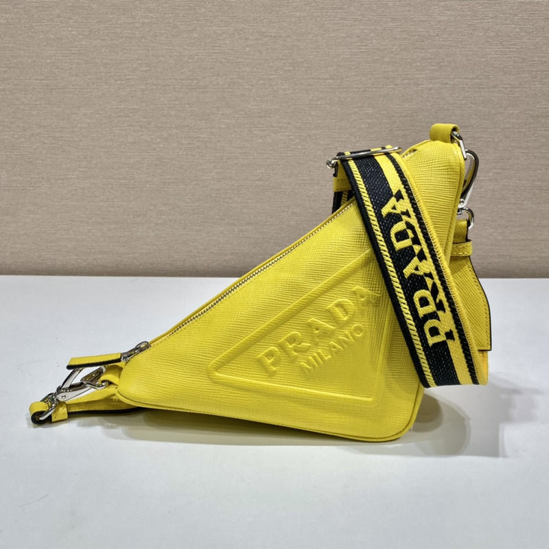 Pra*a triangle leather pouch in yellow