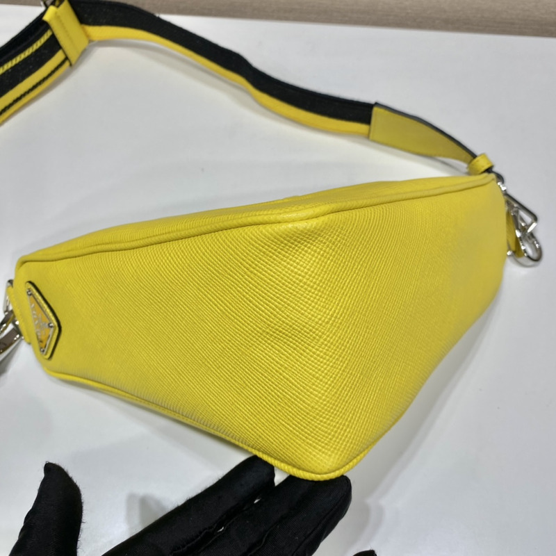 Pra*a triangle leather pouch in yellow