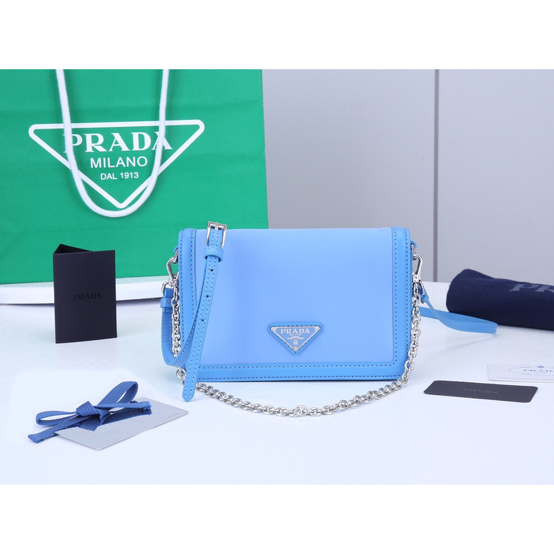 Pra*a brushed leather shoulder bag in blue