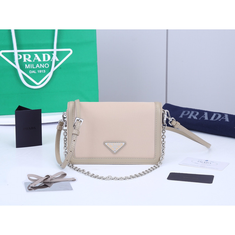 Pra*a brushed leather shoulder bag in pink