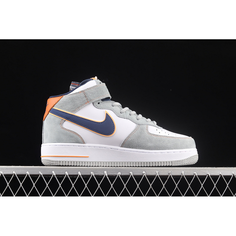 Nike Air Force 107 Low White Cool Grey Navy Blue Orange