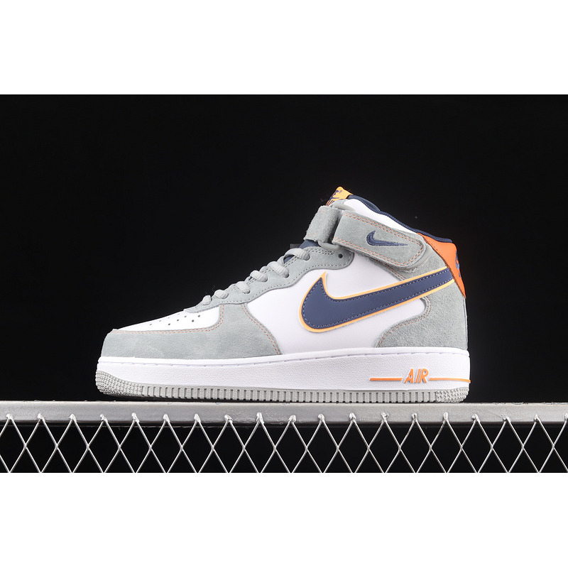 Nike Air Force 107 Low White Cool Grey Navy Blue Orange