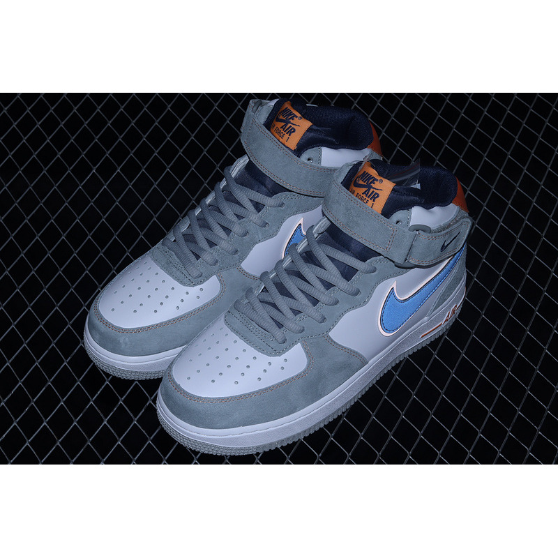 Nike Air Force 107 Low White Cool Grey Navy Blue Orange