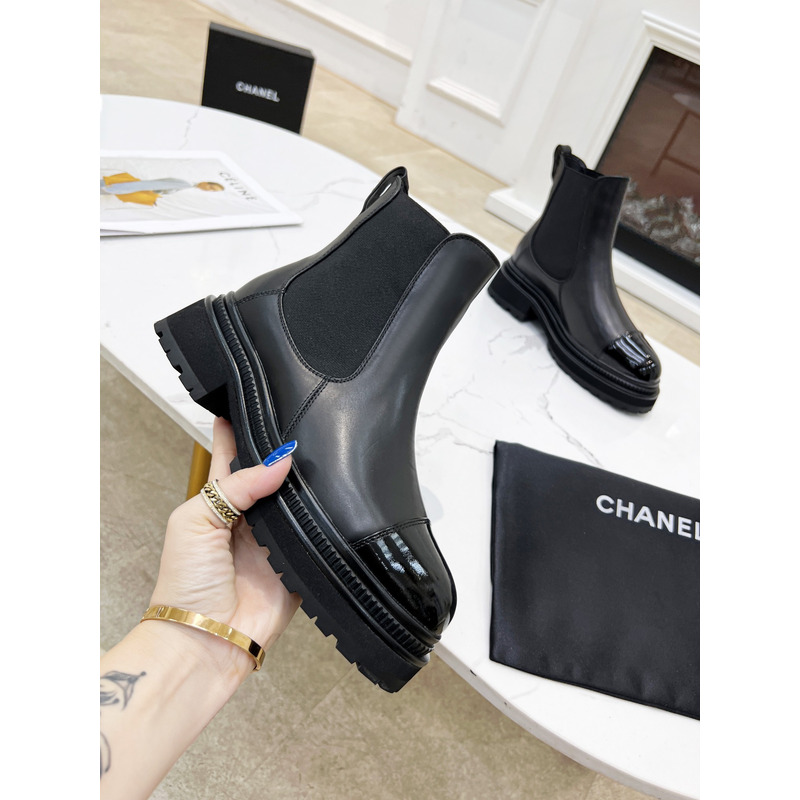 Ch*el chelsea boots in black