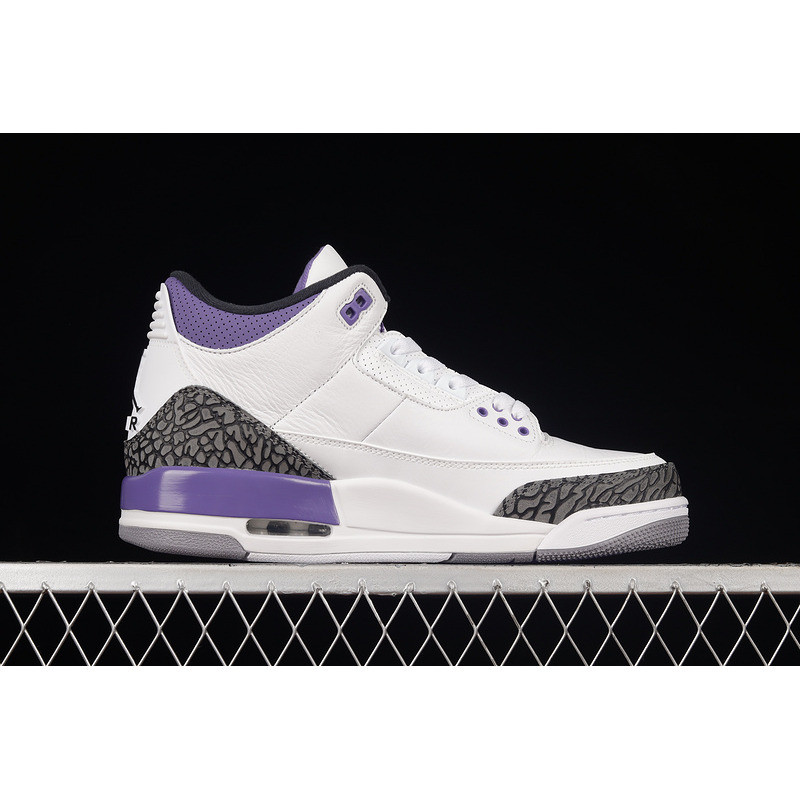 Air Jordan 3 Wolf Grey Sneakers White and Purple