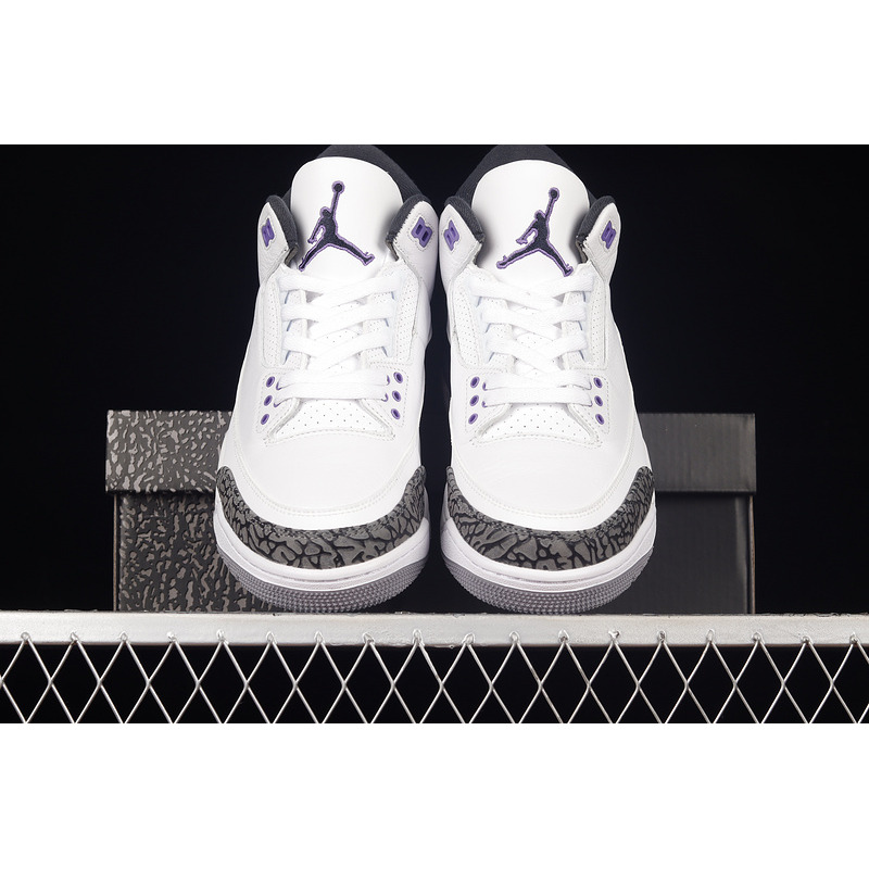 Air Jordan 3 Wolf Grey Sneakers White and Purple