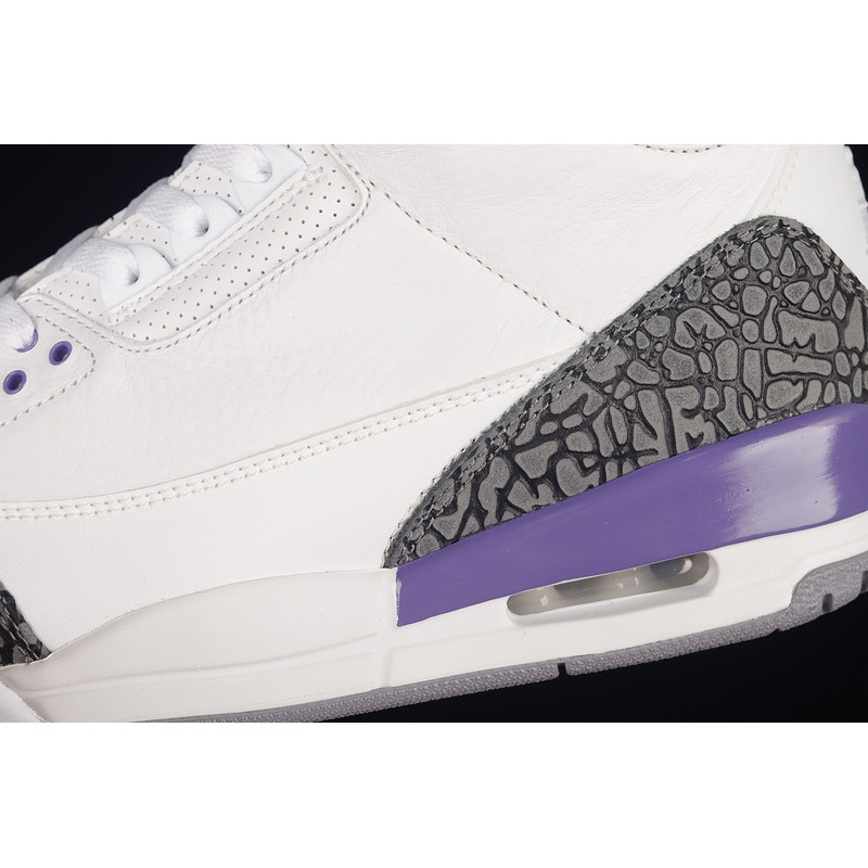 Air Jordan 3 Wolf Grey Sneakers White and Purple