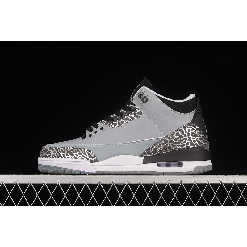 Air Jordan 3 Wolf Grey Sneakers Black and Grey