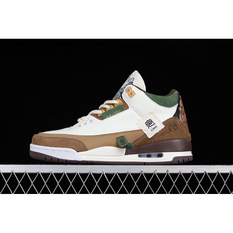 Air Jordan 3 Sneakers White and Brown