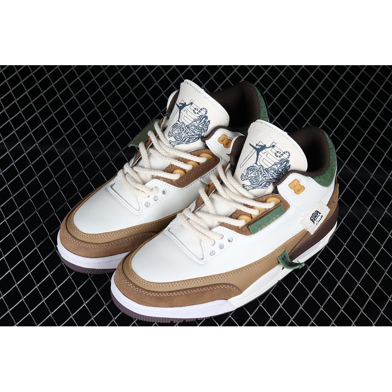 Air Jordan 3 Sneakers White and Brown