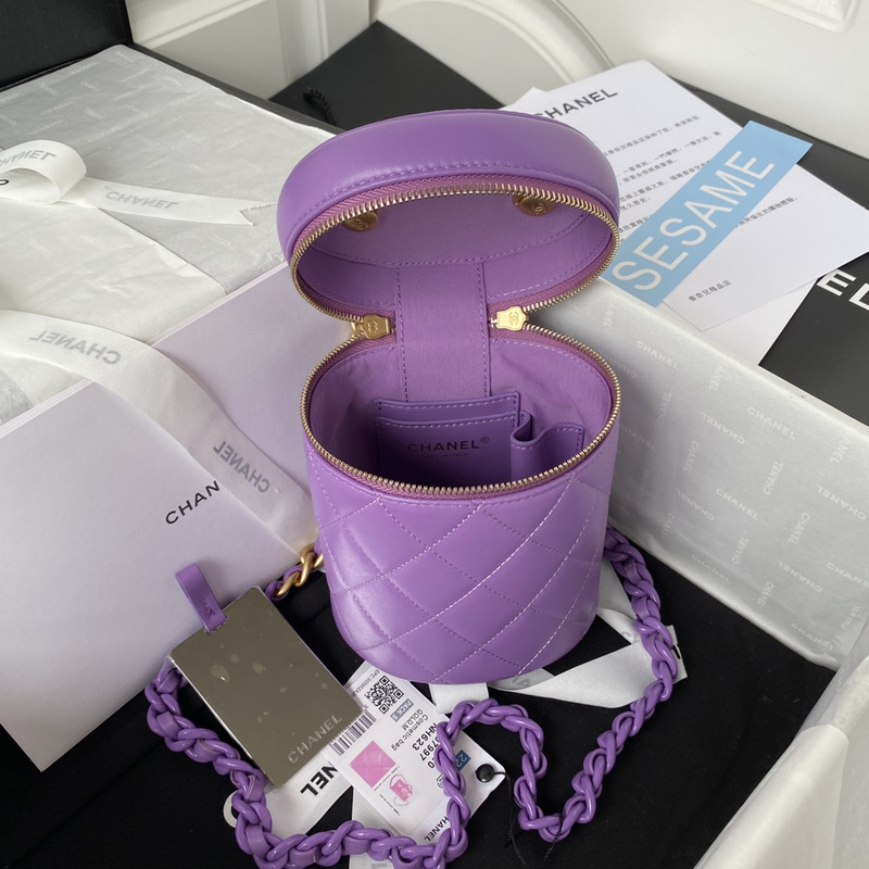 Ch*el  small vanity case  purple