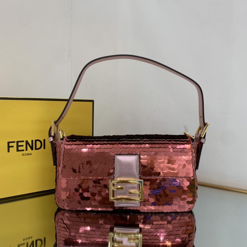 F**di baguette fuchsia sequinned bag