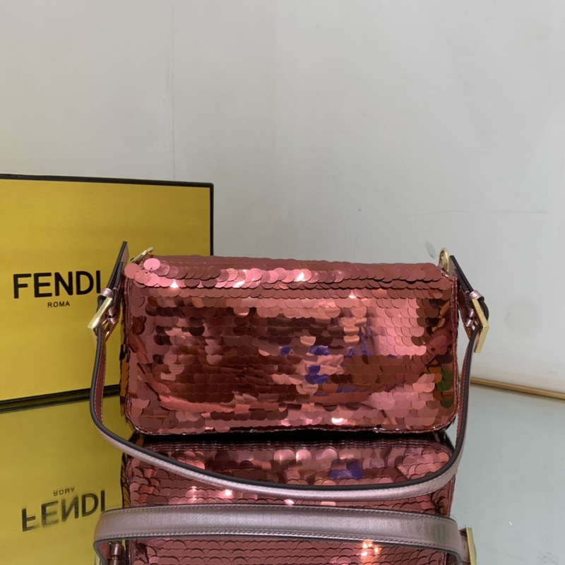 F**di baguette fuchsia sequinned bag