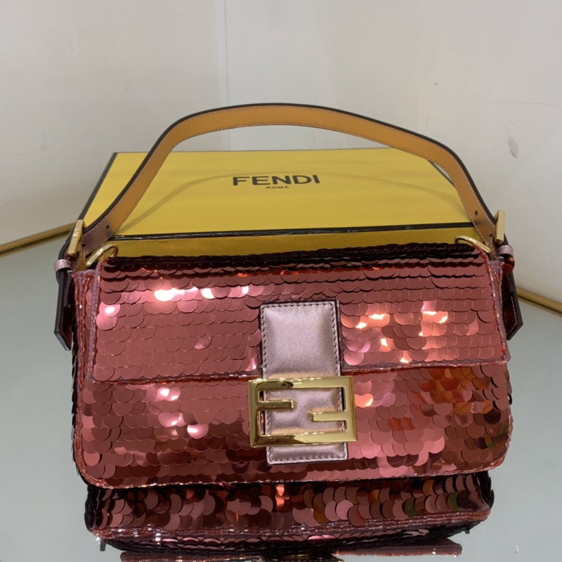 F**di baguette fuchsia sequinned bag