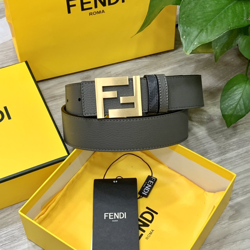 F**di squared ff belt grey leather belt gold inside