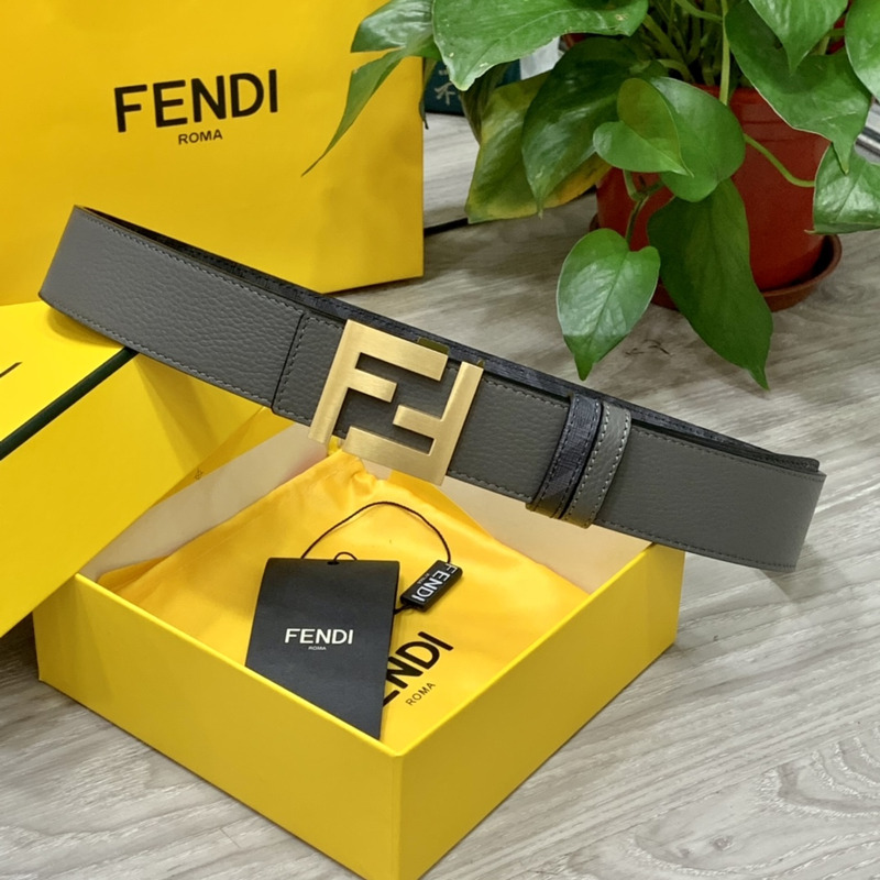 F**di squared ff belt grey leather belt gold inside