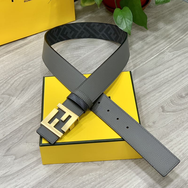 F**di squared ff belt grey leather belt gold inside