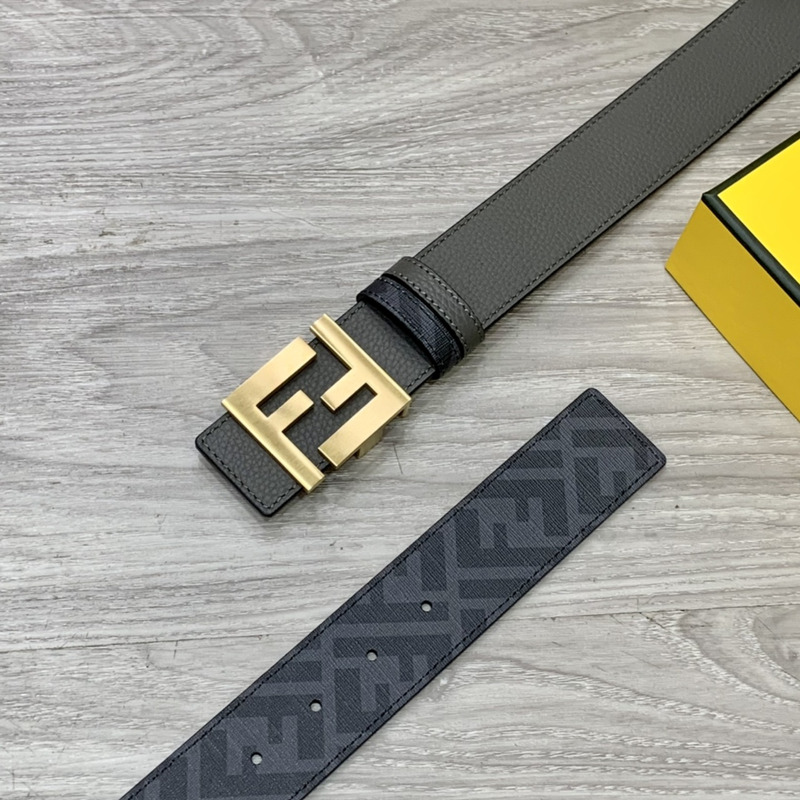 F**di squared ff belt grey leather belt gold inside