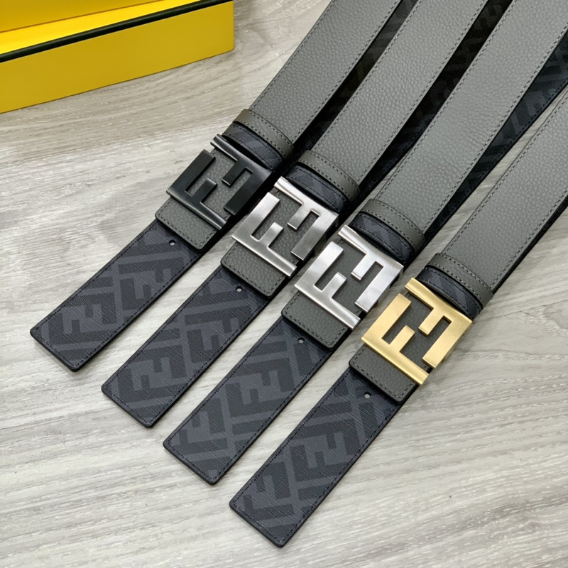 F**di squared ff belt grey leather belt gold inside