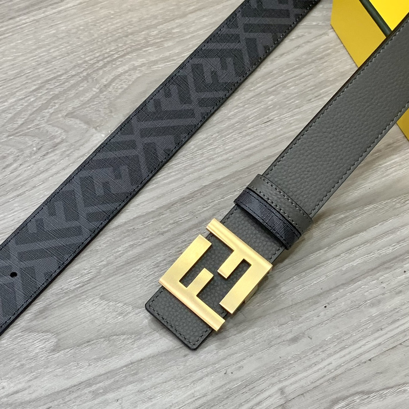 F**di squared ff belt grey leather belt gold inside