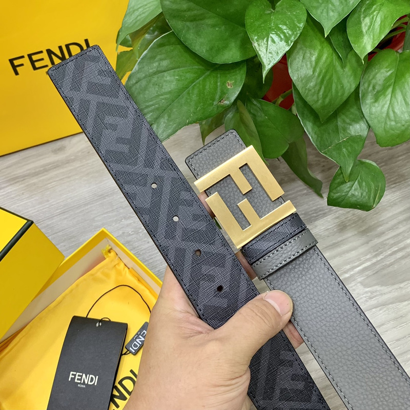 F**di squared ff belt grey leather belt gold inside