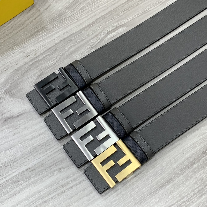 F**di squared ff belt grey leather belt gold inside