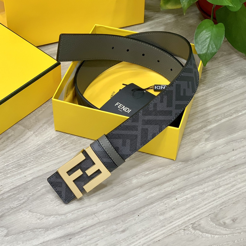 F**di squared ff belt grey leather belt gold