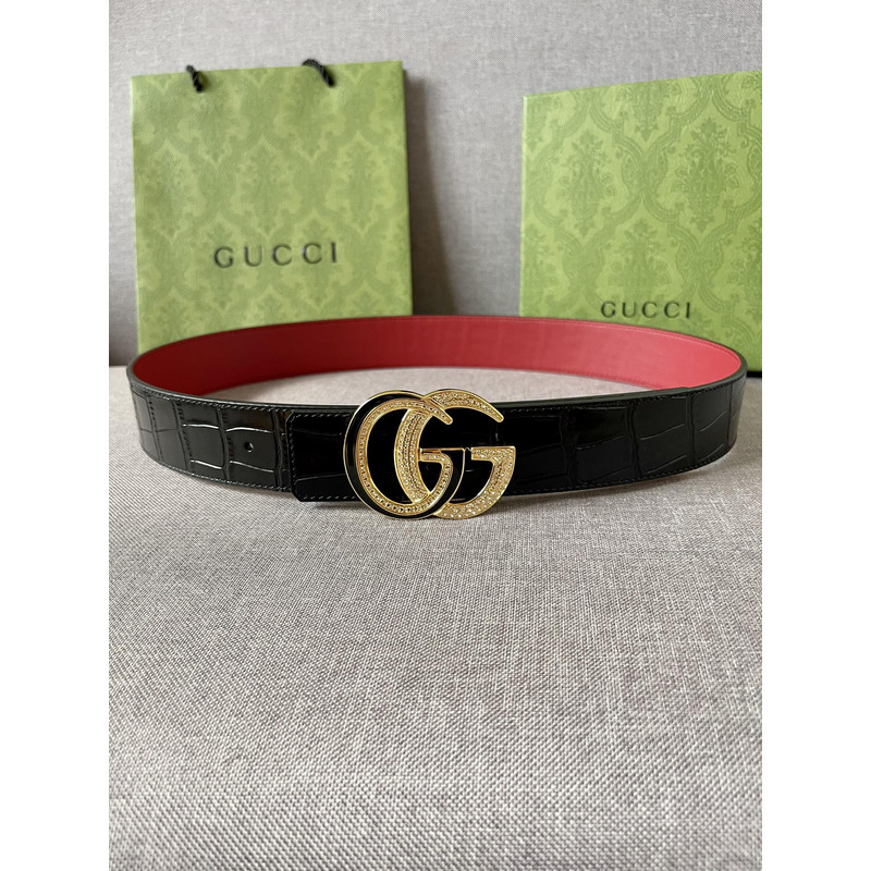 G*u*i double g gold diamond leather belt