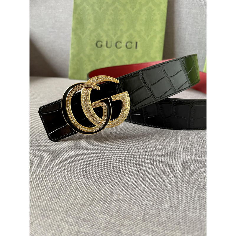 G*u*i double g gold diamond leather belt