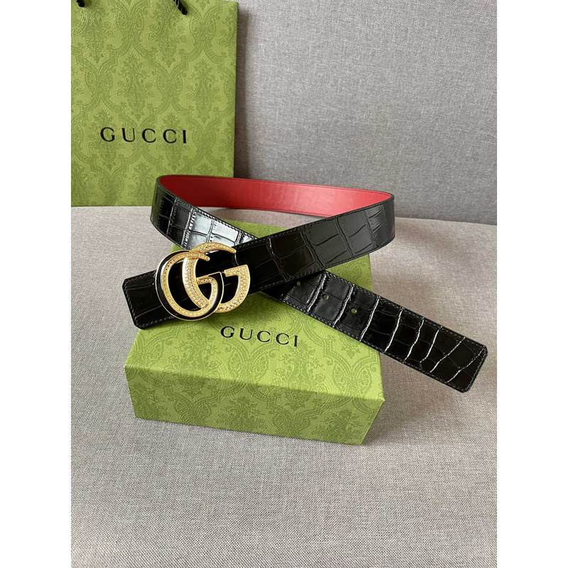 G*u*i double g gold diamond leather belt