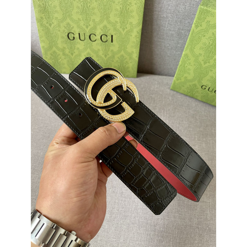 G*u*i double g gold diamond leather belt